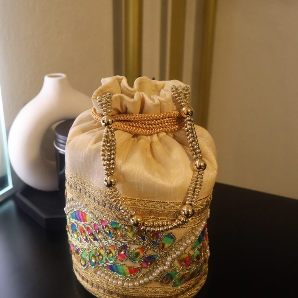 Gold and multicolored potli bag